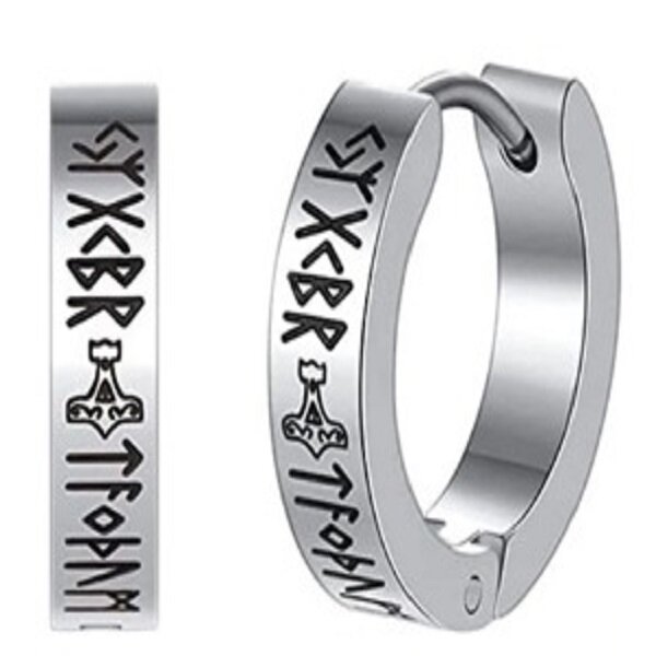 Viking Norse Kolczyk Do Ucha Okrągły Ze Stali Punk Gothic (1)