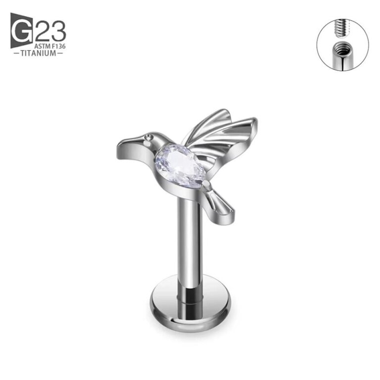 Tytanowy Kolczyk Labret PIERCING G23 Koliber Cyrkonia HELIX Lobe (1)