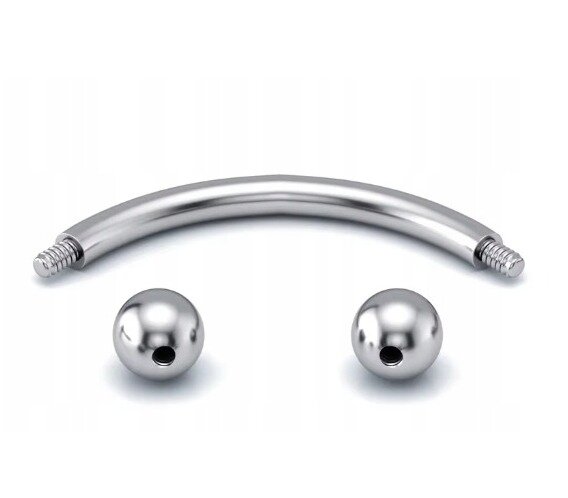Tytanowy Kolczyk PIERCING Banan z Kuleczkami SREBRNY 1,2/6-10/3+3 (1)