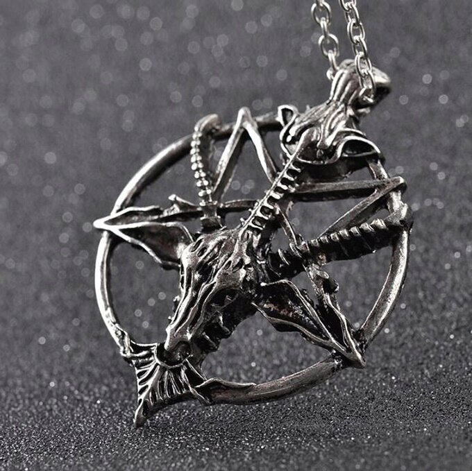 Viking Pentagram Głowa Kozy Naszyjnik Amulet (3)