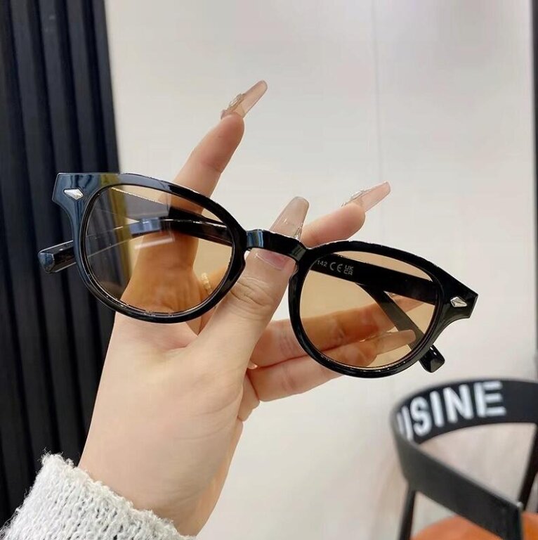 Okulary Przeciwsłoneczne Damskie Męskie Czarne UV400 Brązowe Szkła Retro (5)