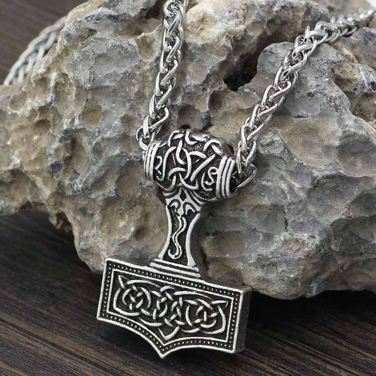 Viking Naszyjnik Celtycki Węzeł Młot THOR Biżuteria Wikingów Nordycki Retro (3)