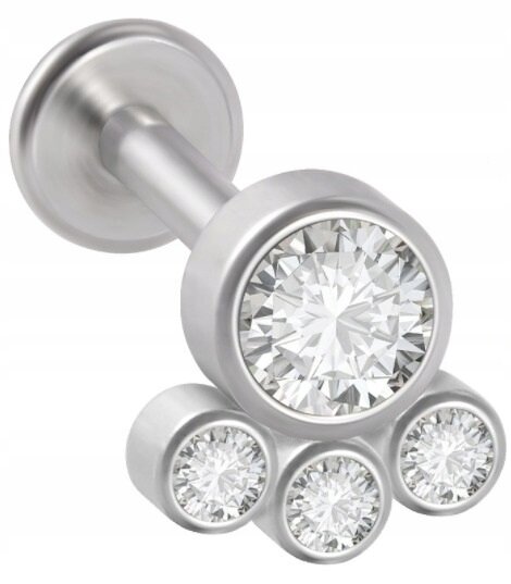 LABRET Śliczny Kolczyk z Cyrkoniami SS316L 1,2/8 (1)