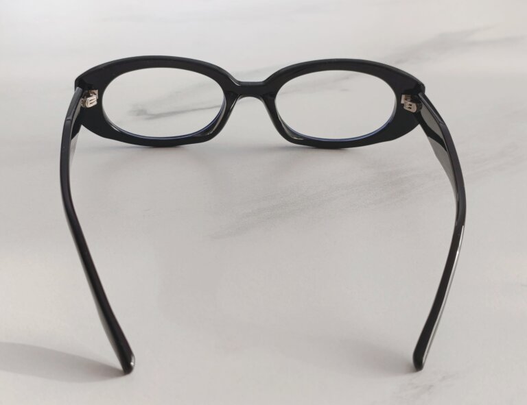 Czarne okulary zerówki w stylu retro, gruba oprawka, owalny kształt, unisex (7)