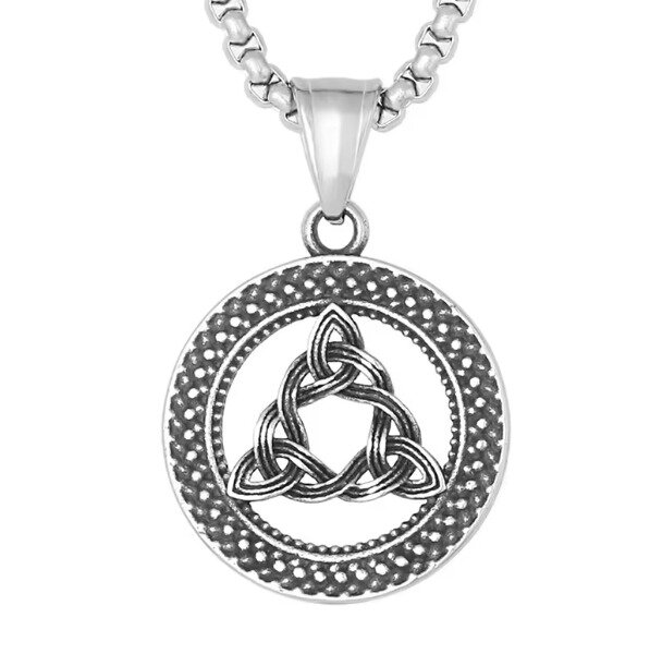 Srebrny Naszyjnik Vikingów Okrągły Amulet Nordic Retro (2)