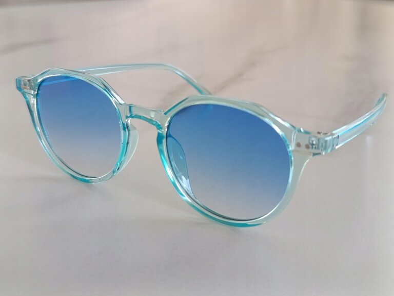 Okulary Przeciwsłoneczne Damskie Transparentne Niebieskie UV400 Retro (6)