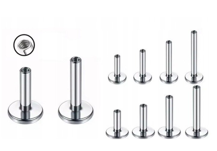 Tytanowy Kolczyk Labret PIERCING z cyrkonią Serduszko HELIX Lobe 1,2/6-10/3 MM (4)