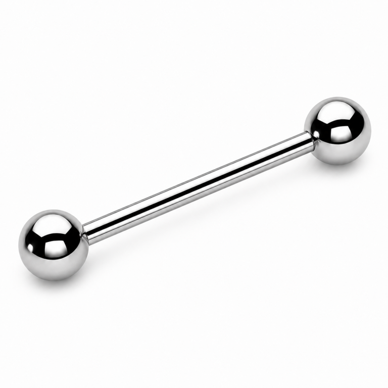 Tytanowy SREBRNY Kolczyk Sztanga Klasyczna Kuleczki PIERCING  (3)