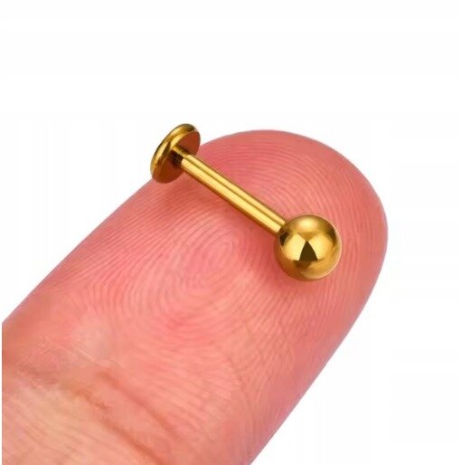 Tytanowy Kolczyk Labret z Kuleczką ZŁOTY PIERCING 1,2/6-10/2-4 mm (3)