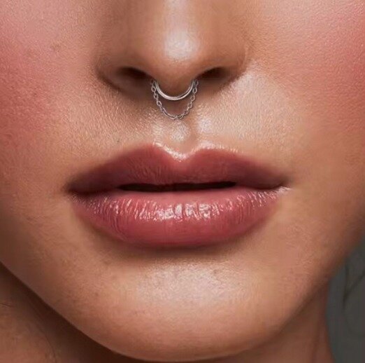 Tytanowy Kolczyk Clicker PIERCING Kółko z Łańcuszkiem HELIX Lobe 1,2/8-10 (3)