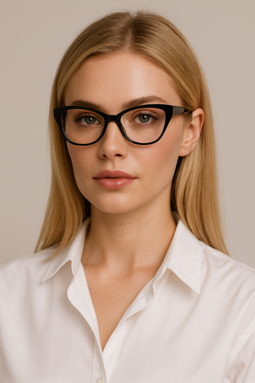 Czarne damskie okulary zerówki cat-eye eleganckie oprawki do komputera (8)
