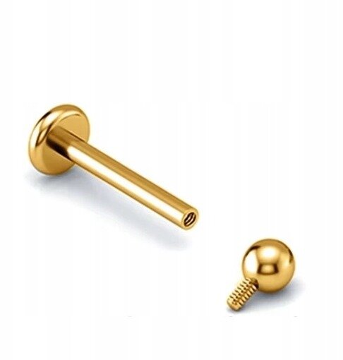 Tytanowy Kolczyk Labret z Kuleczką ZŁOTY PIERCING 1,2/6-10/2-4 mm (2)