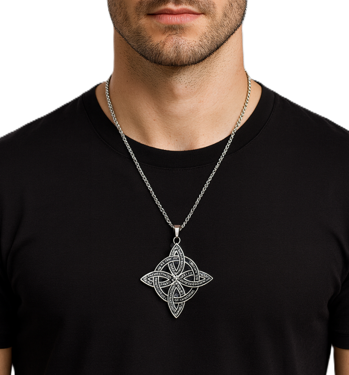 Srebrny Naszyjnik Vintage Amulet Celtycki Łańcuszek STAL Punk Gothic (1)