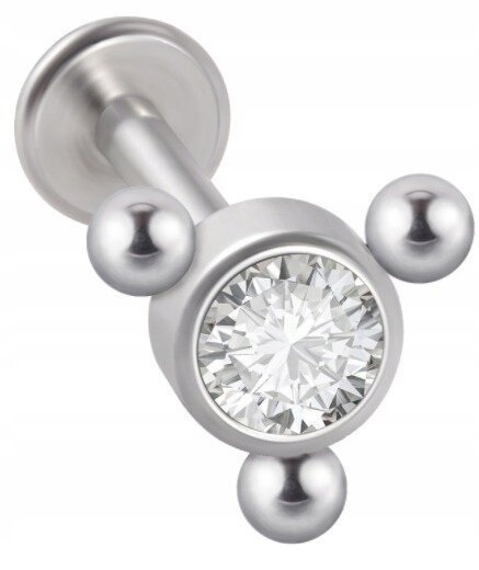 LABRET Śliczna Cyrkonia z Kuleczkami SS316L 1,2/8 (1)