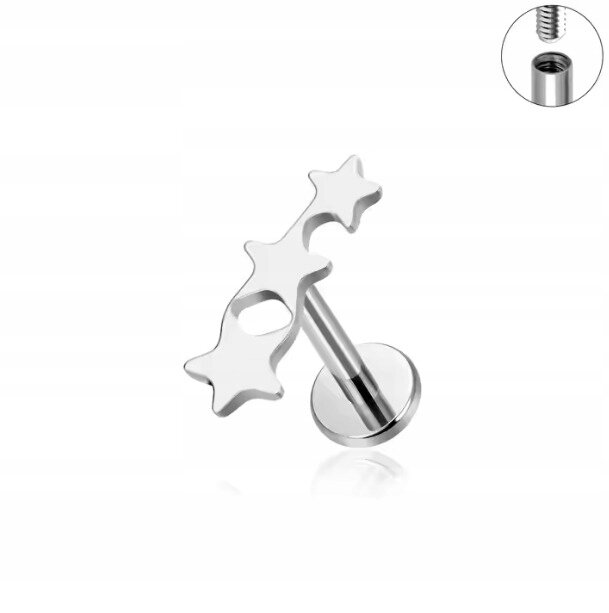 Tytanowy Kolczyk Labret PIERCING Gwiazda Gwiazdki HELIX Lobe (2)