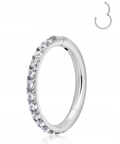 Tytanowy Kolczyk Clicker PIERCING kółko Cyrkonie Septum HELIX Lobe 1,2/8-10 MM (1)