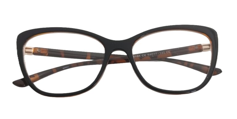Okulary Zerówki damskie cat-eye czarno-brązowe eleganckie (2)