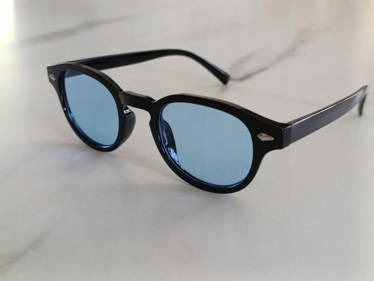 Okulary Przeciwsłoneczne Damskie Męskie Czarne UV400 Niebieskie Szkła Retro (7)