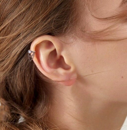 Tytanowy Kolczyk Clicker PIERCING z Łańcuszkiem Cyrkonia HELIX Lobe 1,2/8-10 (2)