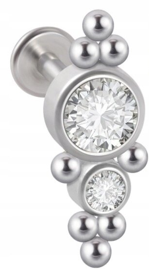 LABRET Śliczne Cyrkonie z Kuleczkami SS316L 1,2/8 (1)