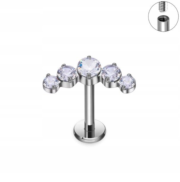 Tytanowy Kolczyk Labret PIERCING z Cyrkoniami HELIX Lobe (2)