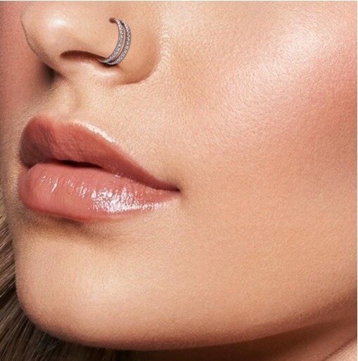 Tytanowy Kolczyk Clicker PIERCING Cyrkonie Podwójne kółko HELIX Lobe 1,2/8-10 (4)