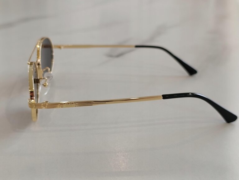 Okulary Przeciwsłoneczne Damskie Pilotki Aviator Złote Metalowe UV400 (8)