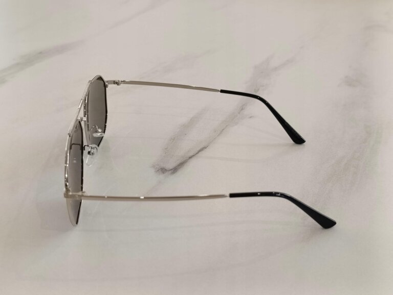 Okulary Przeciwsłoneczne Aviator Premium Srebrne geometryczne, metalowe (7)