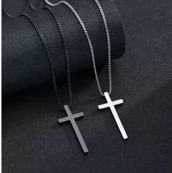 Srebrny Naszyjnik Vintage Krzyżyk Krzyż Łańcuszek STAL Punk Gothic (3)
