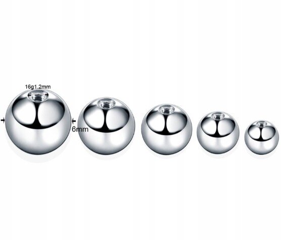 Kuleczka do Piercingu 3-6 mm, gwint 1.2 SS316L (3)