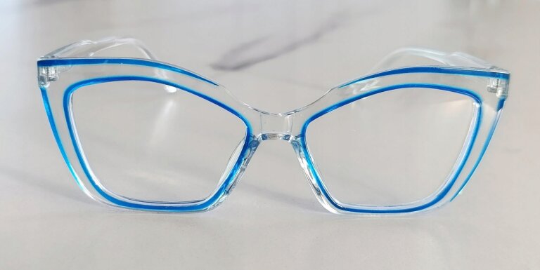 Eleganckie Okulary Zerówki Antiblue Transparentne designerskie typu Cat Eye (5)