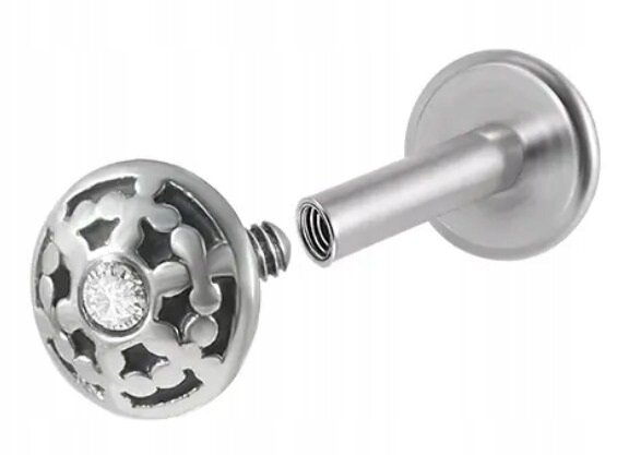 PIERCING Kolczyk Labret Okrągły Kształt z Cyrkonią Stal Ch 316L 1,2/8 (3)
