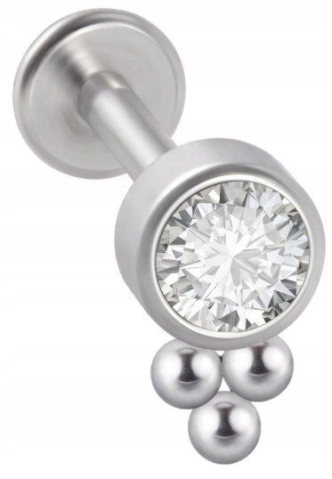 LABRET Śliczna Cyrkonia z Kuleczkami SS316L 1,2/8 (1)