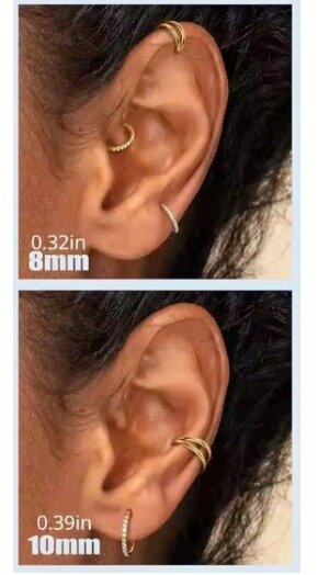 Złoty Tytanowy Kolczyk Clicker PIERCING Podwójne kółko HELIX Lobe 1,2/8-10 (2)