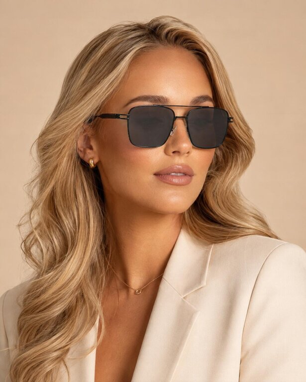 Okulary Przeciwsłoneczne Męskie Damskie Czarne Pilotki Aviator UV400 (3)