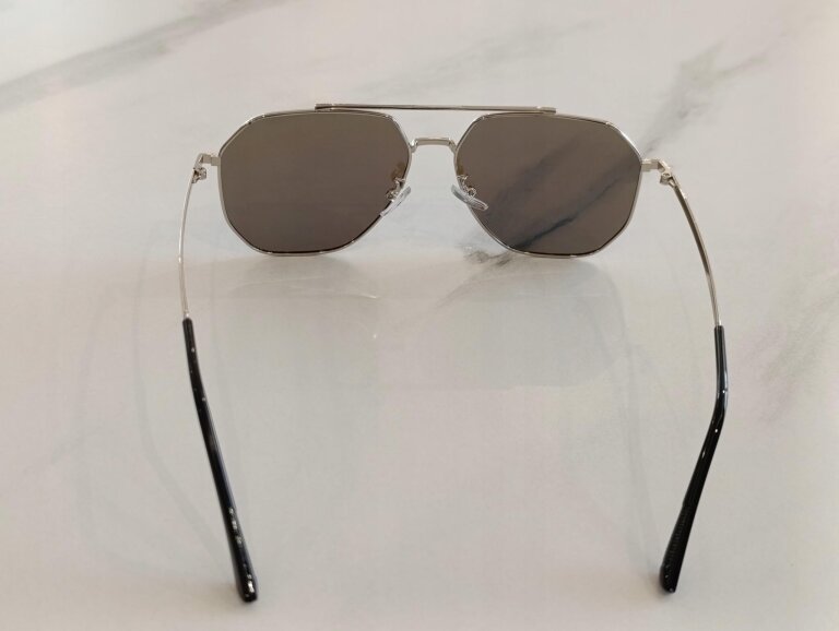 Okulary Przeciwsłoneczne Aviator Premium Srebrne geometryczne, metalowe (8)