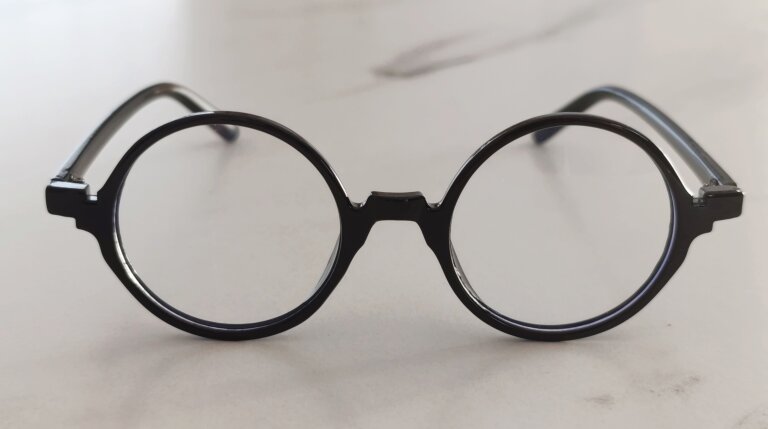 Czarne okrągłe okulary zerówki retro unisex – lekkie oprawki, BLUE-LIGHT (3)