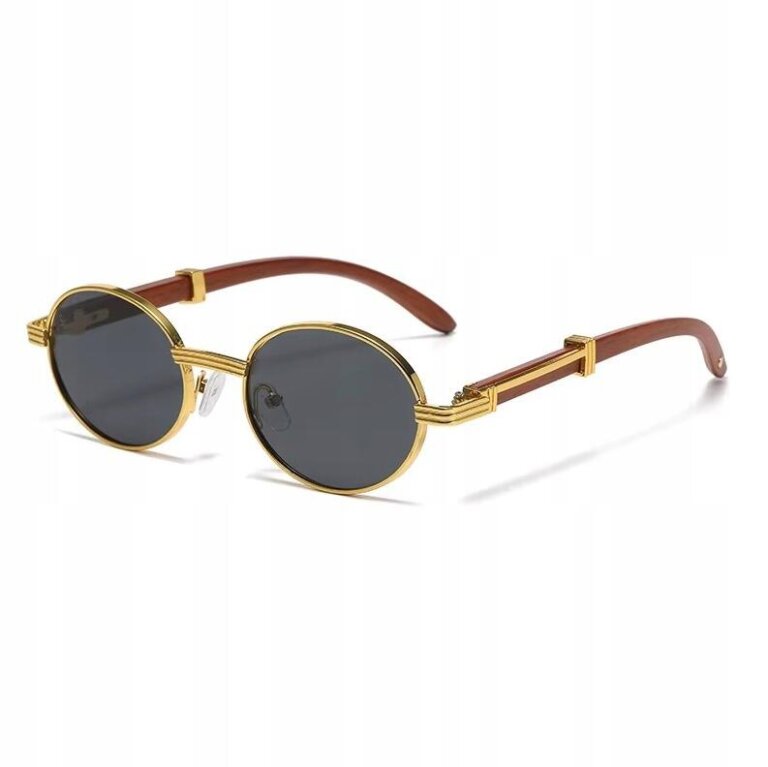 Okulary Przeciwsłoneczne Damskie Okrągłe Vintage Retro Steampunk Złote (3)