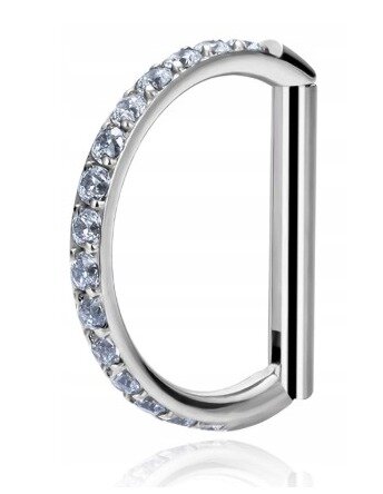 Tytanowy Kolczyk Clicker PIERCING Kształt D Cyrkonie HELIX Lobe 1,2/8-10 (1)