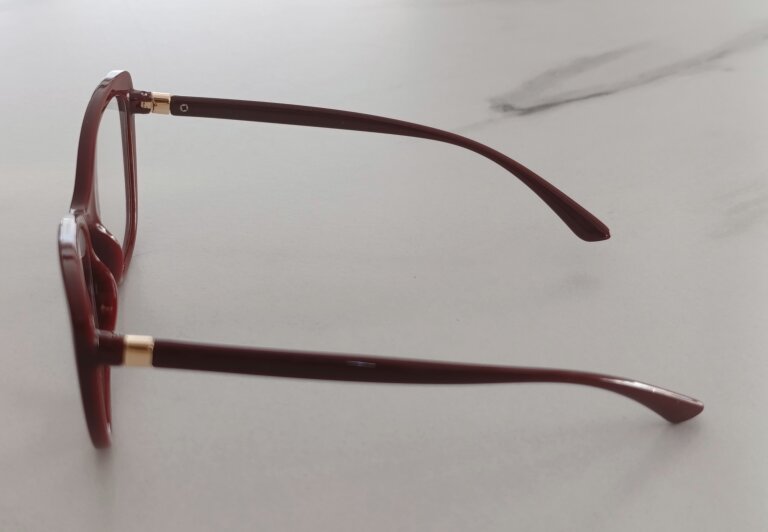 Okulary Zerówki damskie cat-eye bordowe eleganckie (6)