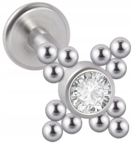 LABRET Śliczna Cyrkonia z Kuleczkami SS316L 1,2/8 (1)