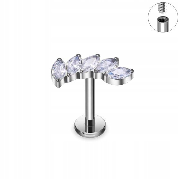 Tytanowy Kolczyk Labret PIERCING z Cyrkoniami HELIX Lobe (2)