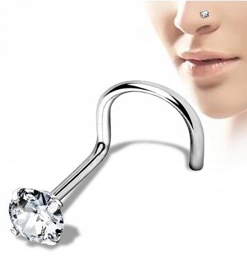 Kolczyk do nosa z białą cyrkonią NOSTRIL (2)