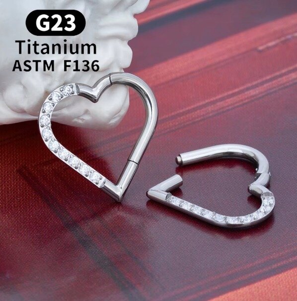 Tytanowy Kolczyk Clicker PIERCING Serce z Cyrkoniami HELIX Lobe 1,2/8 (3)