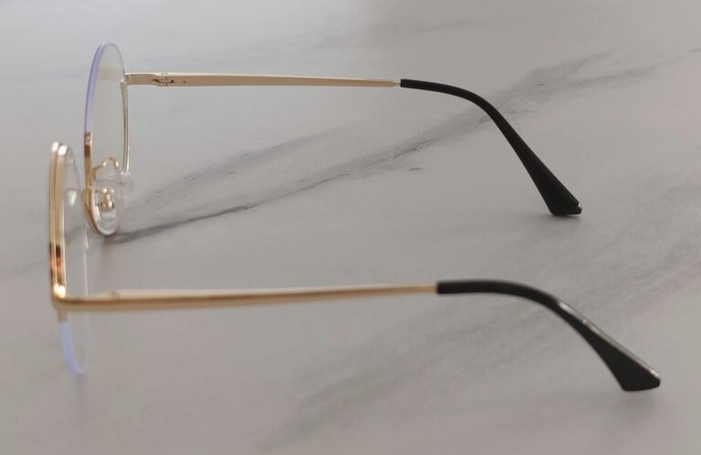 Czarno-złote okulary zerówki damskie „infinity” – lekkie, unikatowe oprawki (5)