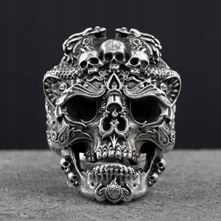 Sygnet Pierścień Czaszka Demon Punk Gothic prezent  (5)