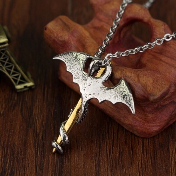 Smok samuraj Miecz naszyjnik Viking Amulet (4)