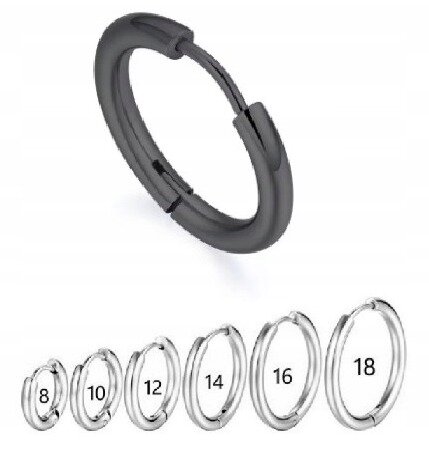Clicker Okrągły Kolczyk do Ucha Punk Gothic STAL (1)