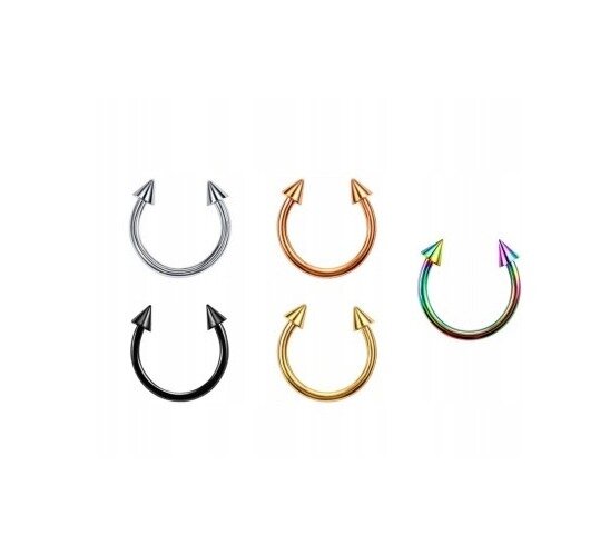 Podkówka Kolczyk do Nosa, Ucha, Wargi ze Stożkami SS316L 1,2/6-10/3+3 mm (3)