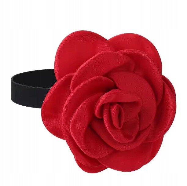 Stylowy Kwiatowy Naszyjnik Choker Z Dużym Kwiatem Róży Punk Gothic (2)